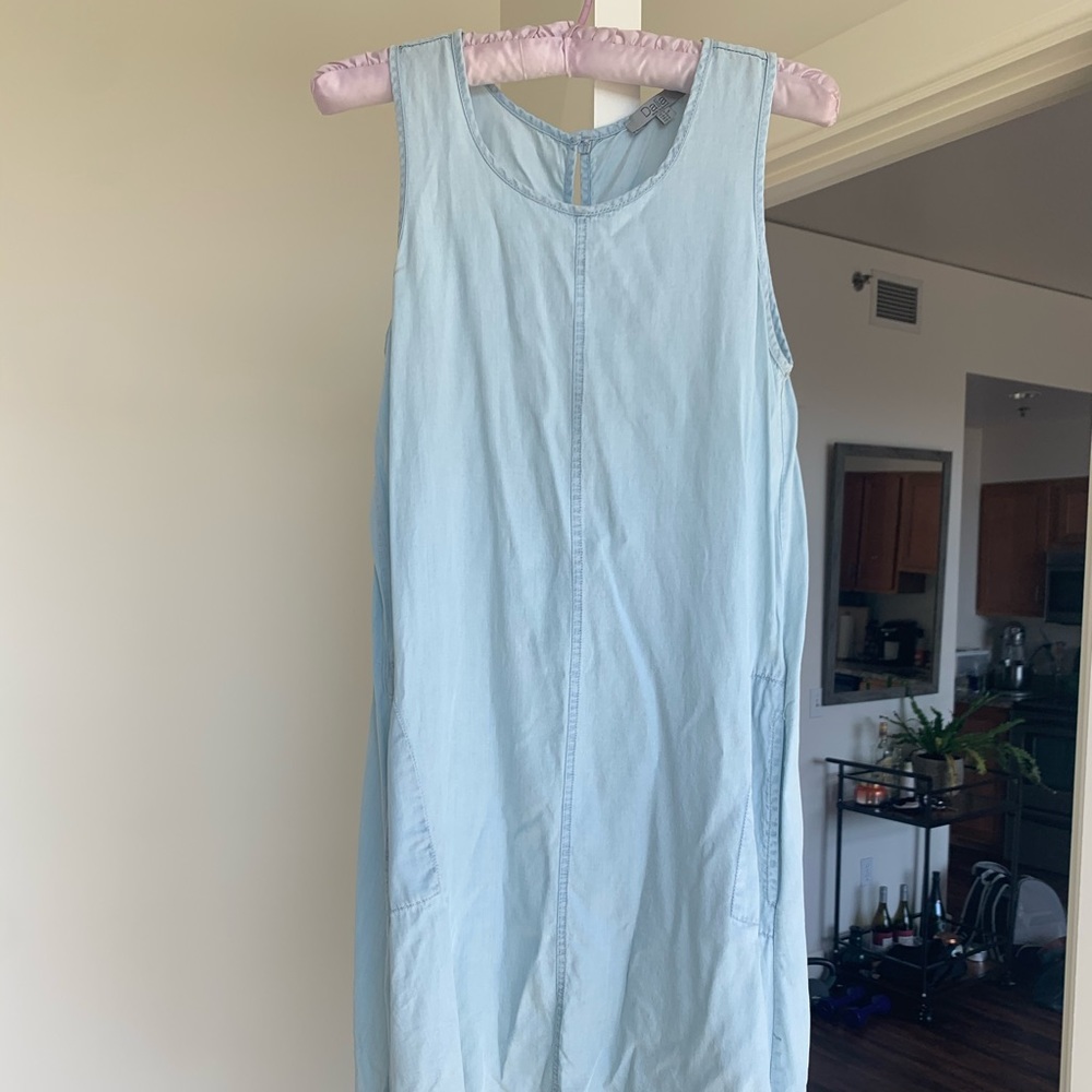 Chambray tank dress with pockets